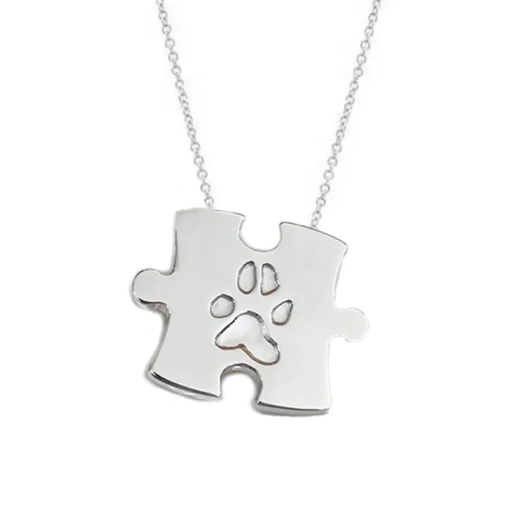 Jigsaw Pendant With Paw Print Engraving