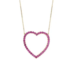 Jumbo Pink Sapphire Heart Necklace