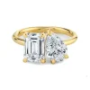 Lab Grown Diamond Pear and Emerald Twin Ring