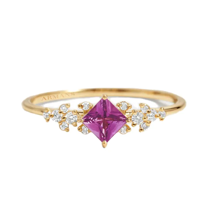 Lab Grown Diamond Petal Pink Sapphire Ring