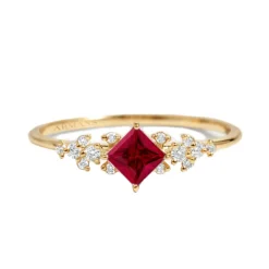 Lab Grown Diamond Petal Red Ruby Ring