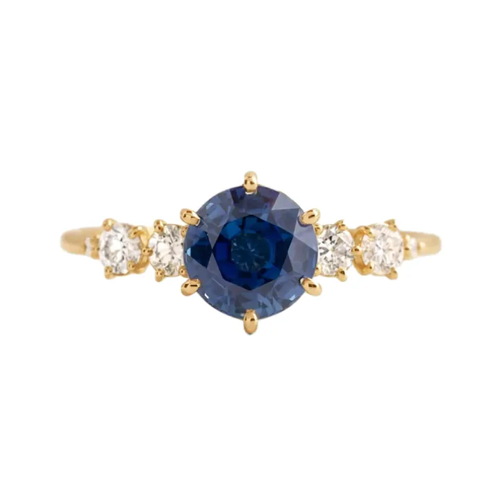 Lab Grown Heavenly Blue Sapphire Diamond Engagement Ring