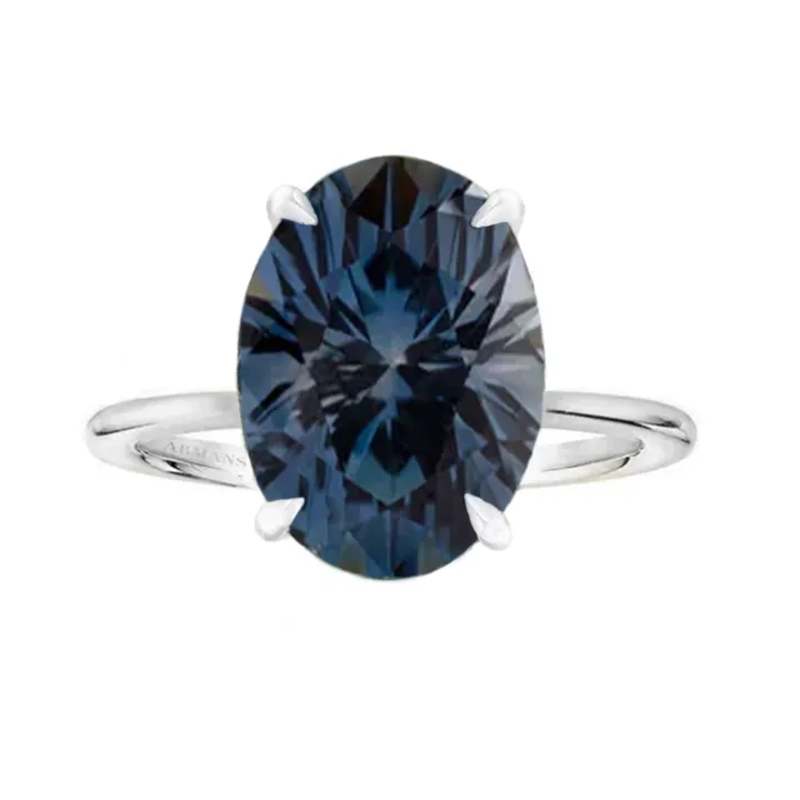 Lab Grown Teal Sapphire Oval Madison Engagement Ring