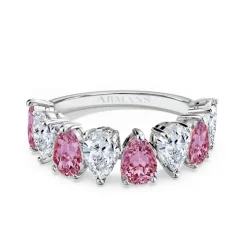 Large Pear Half Band Gender Reveal Ring