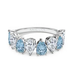 Large Pear Half Band Gender Reveal Ring