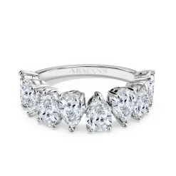 Large Pear Half Diamond Band