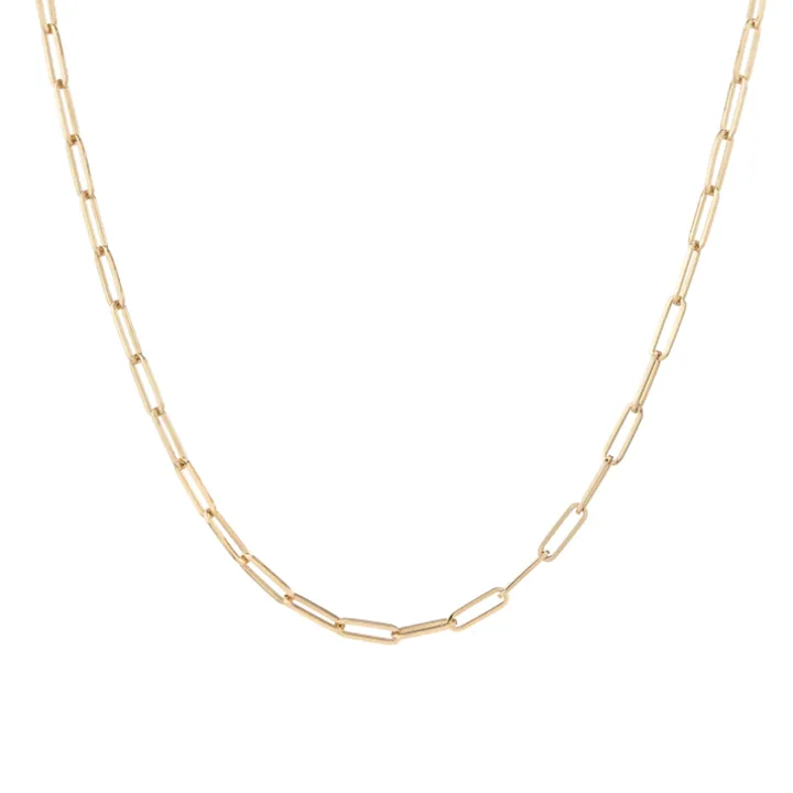 Large Solid Gold Paper Clip Chain