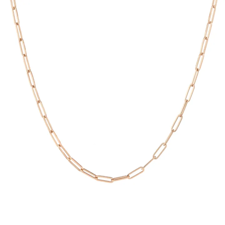 Large Solid Gold Paper Clip Chain