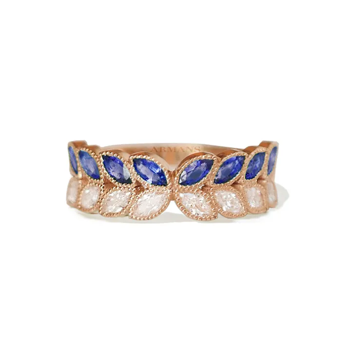 Marquise Diamond and Blue Sapphire Butterfly Band