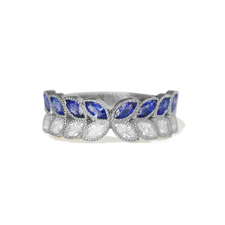 Marquise Diamond and Blue Sapphire Butterfly Band