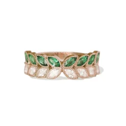 Marquise Diamond and Green Emerald Butterfly Band