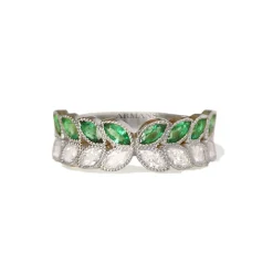 Marquise Diamond and Green Emerald Butterfly Band