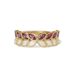 Marquise Diamond and Red Ruby Butterfly Band