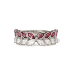 Marquise Diamond and Red Ruby Butterfly Band