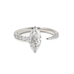Marquise Split Engagement Ring with Diamond Band
