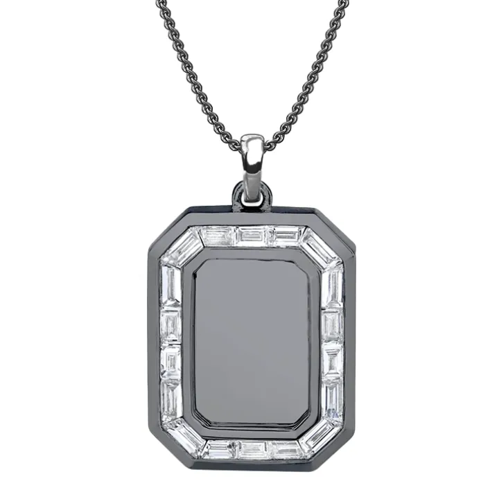 Men's Baguette Diamond Nameplate Necklace