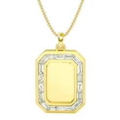 Men's Baguette Diamond Nameplate Necklace