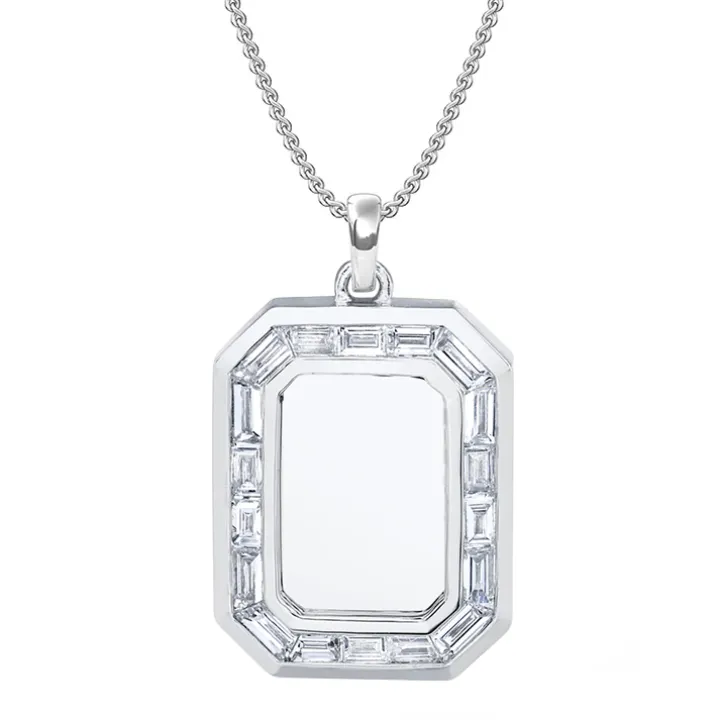 Men's Baguette Diamond Nameplate Necklace