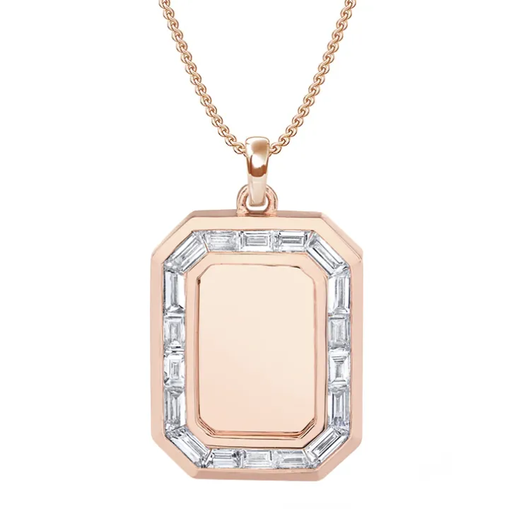 Men's Baguette Diamond Nameplate Necklace