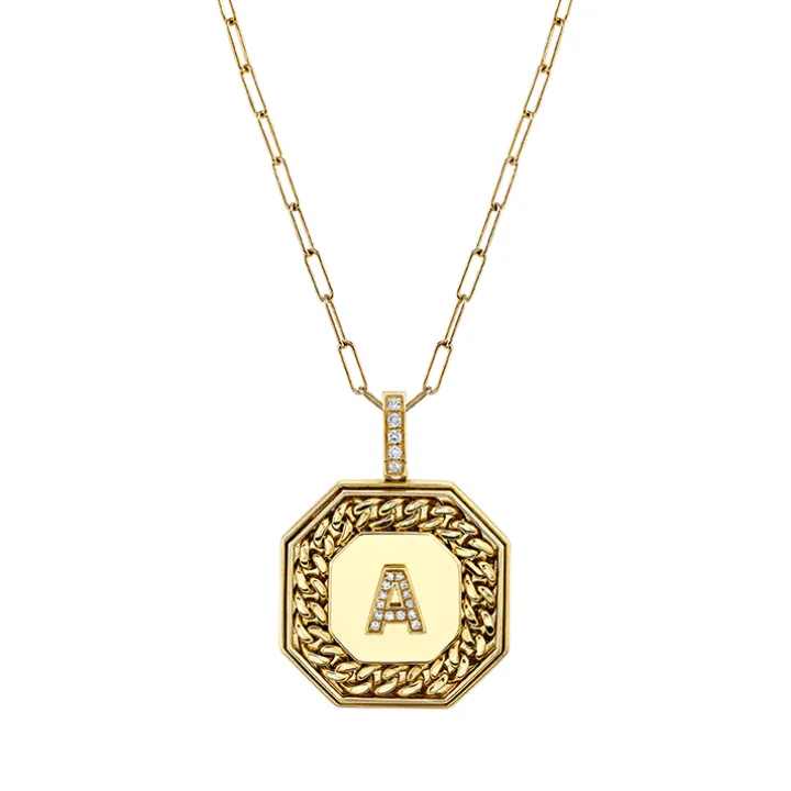 Men's Diamond Initial Nameplate Necklace