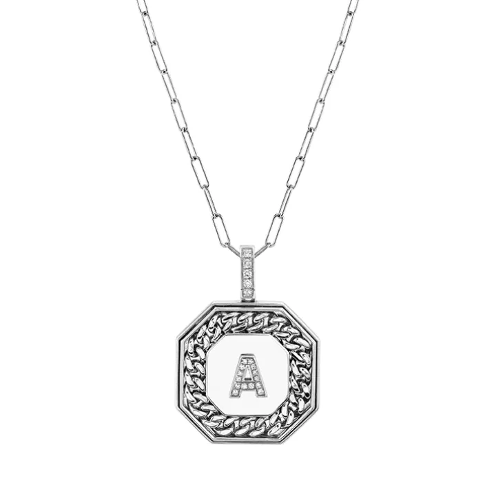 Men's Diamond Initial Nameplate Necklace