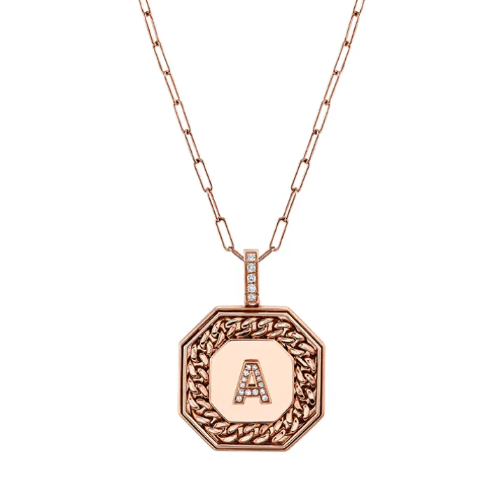 Men's Diamond Initial Nameplate Necklace