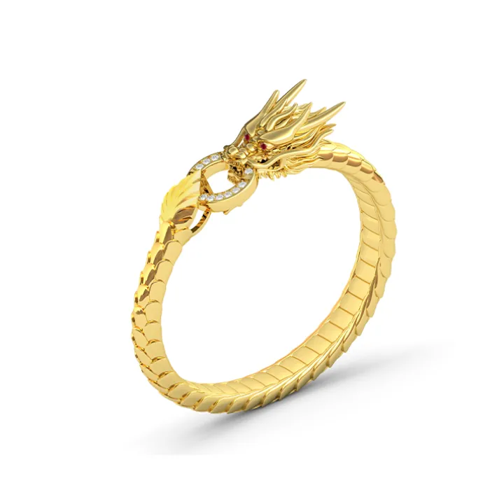 Men's Dragon Bracelet with Red Rubies