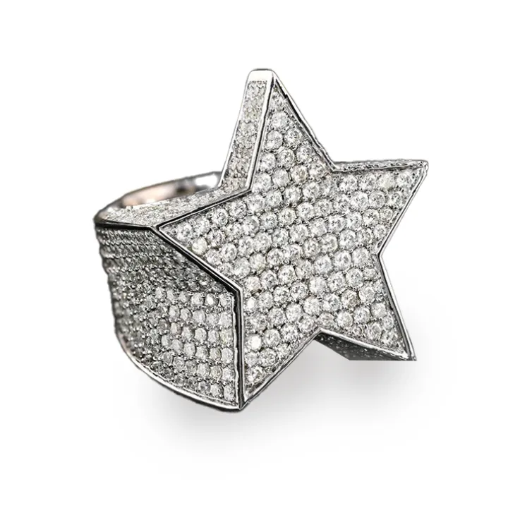 Men's Iced Out Diamond Star Ring