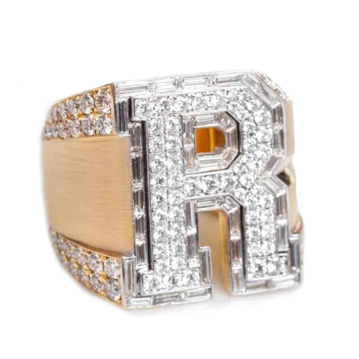 Men's Iced Out Initial Ring