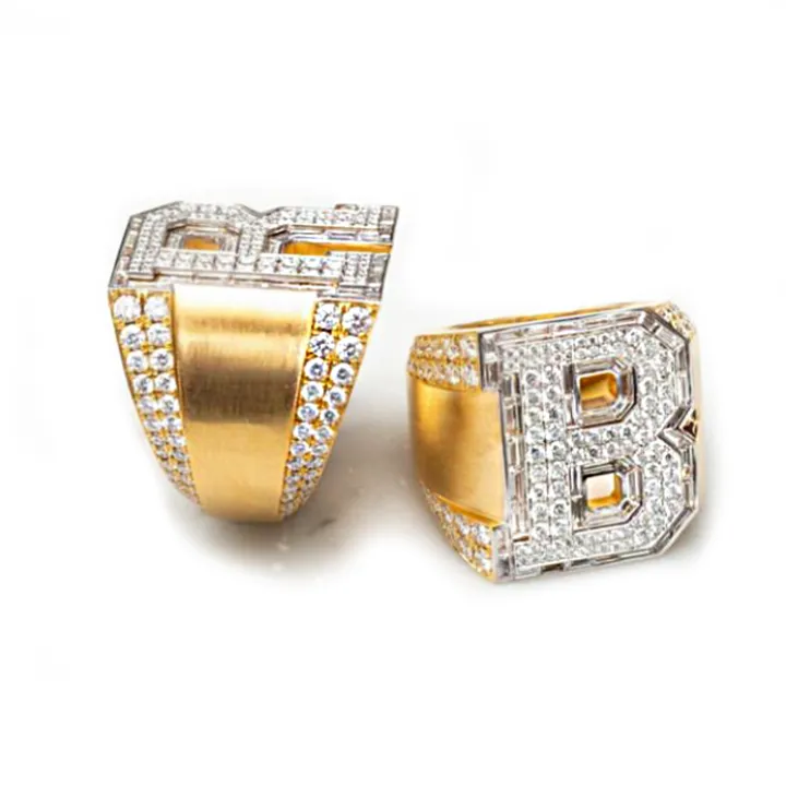Men's Iced Out Initial Ring