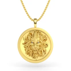 Men's Lion Pendant with Diamond Eyes