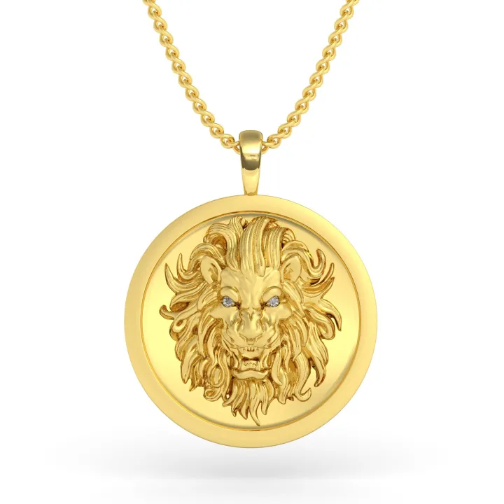 Men's Lion Pendant with Diamond Eyes