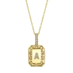 Men's Pavé Diamond Initial Nameplate Necklace