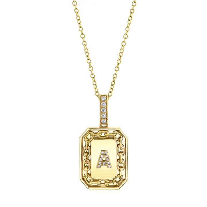 Men's Pavé Diamond Initial Nameplate Necklace