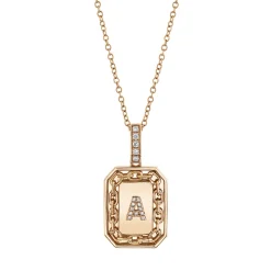 Men's Pavé Diamond Initial Nameplate Necklace