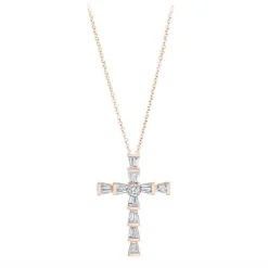 Mini Baguette Diamond Cross Necklace