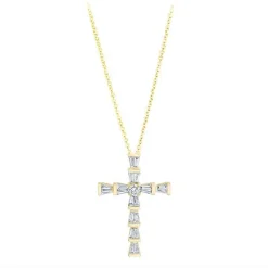 Mini Baguette Diamond Cross Necklace