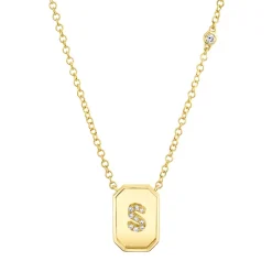 Mini Diamond Initial Nameplate Necklace