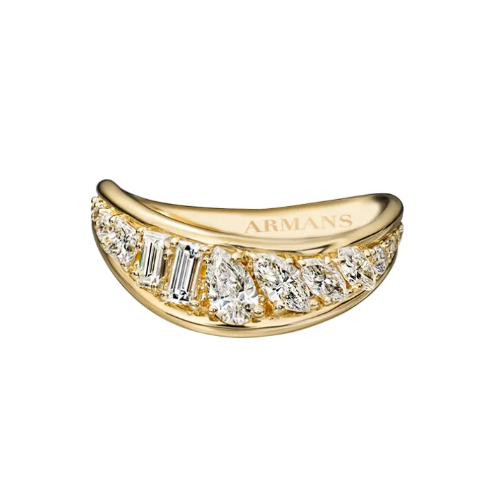 Mixed Diamond Crescent Ring