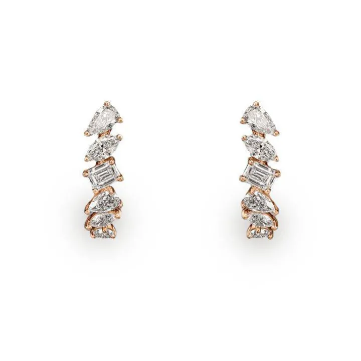 Mixed Diamond Drop Earrings