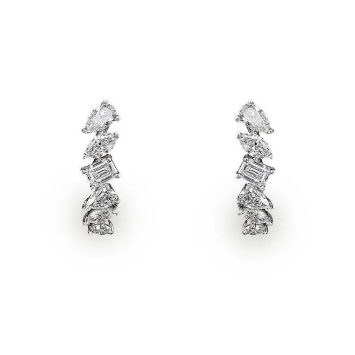 Mixed Diamond Drop Earrings