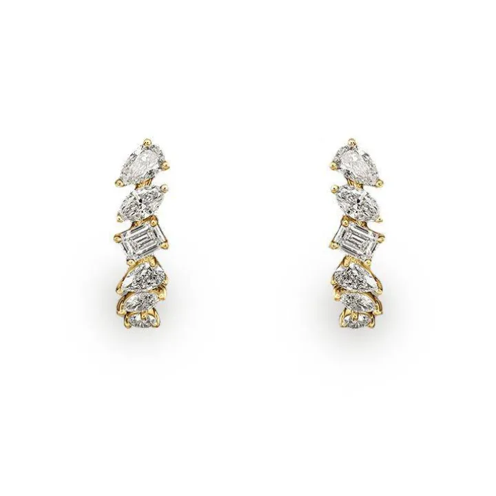 Mixed Diamond Drop Earrings