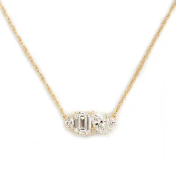 Mixed Shape Diamond and Sapphire Cluster Necklace