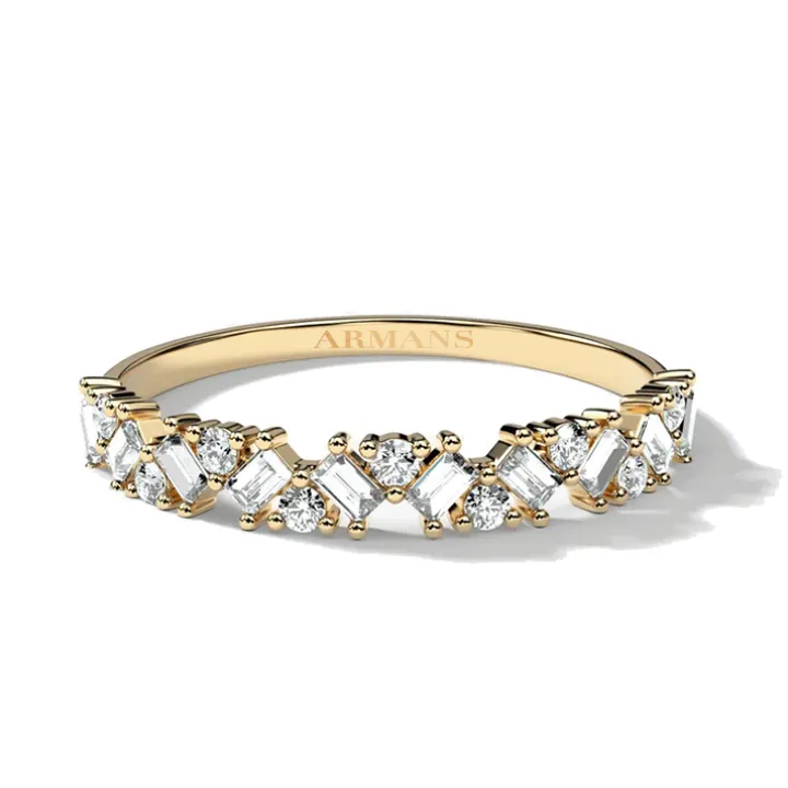 Mosaic Baguette and Round Diamond Band