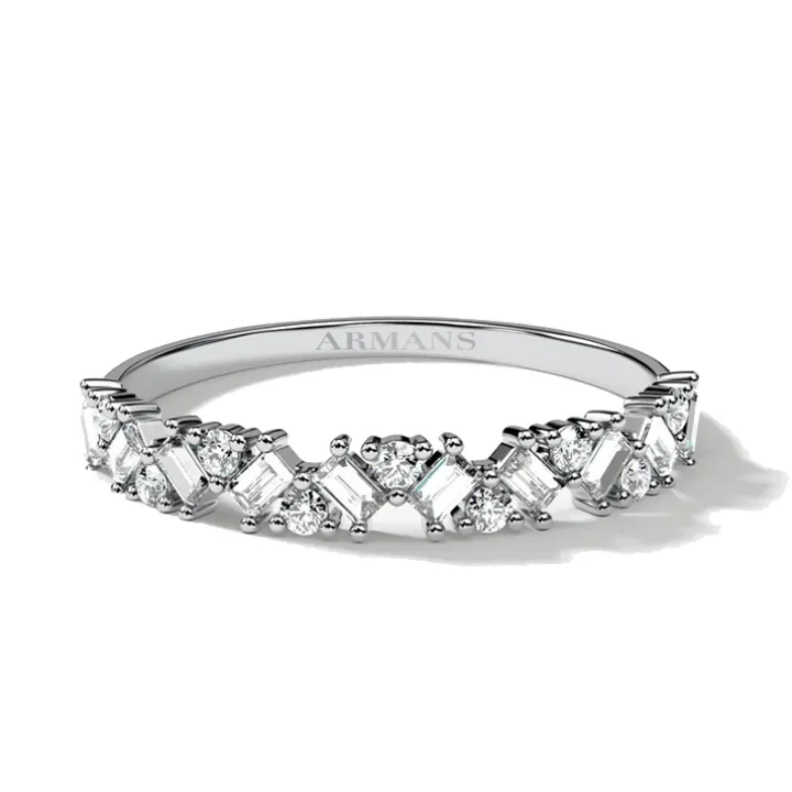 Mosaic Baguette and Round Diamond Band