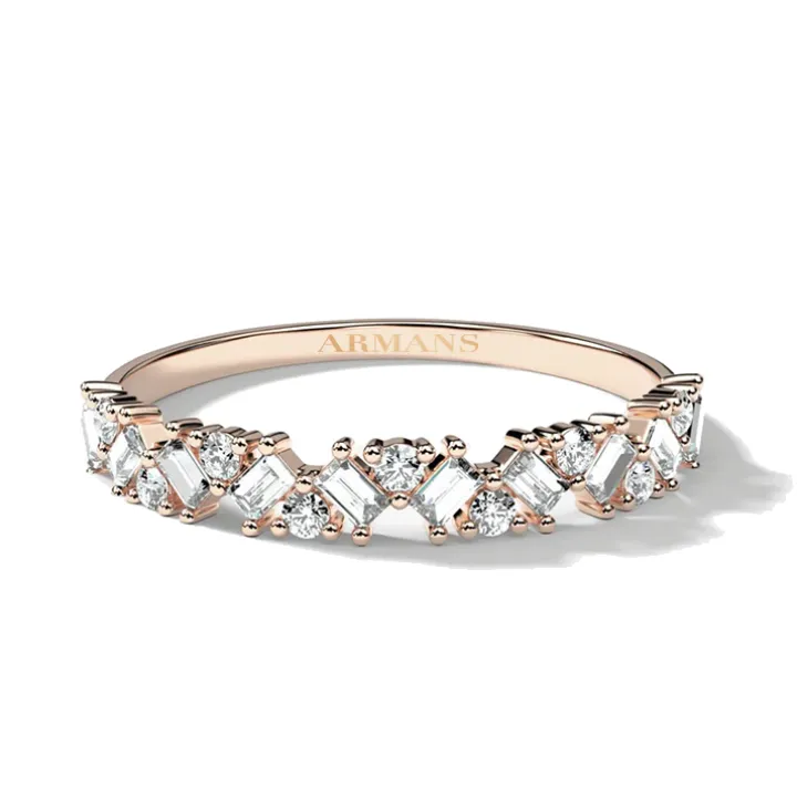 Mosaic Baguette and Round Diamond Band
