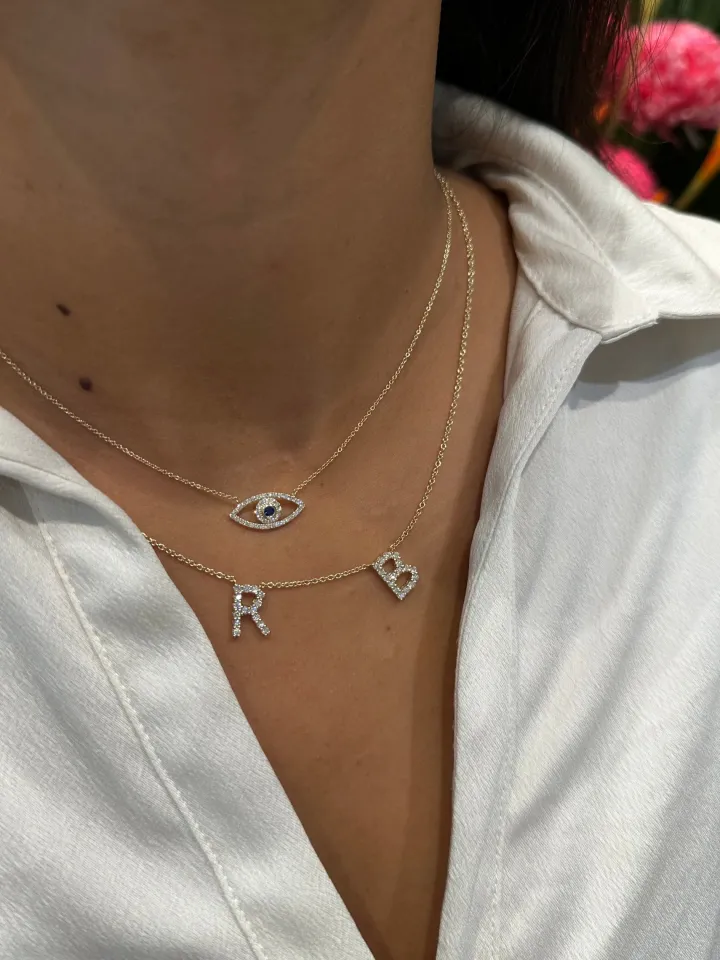Multi Diamond Initial Necklace