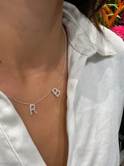 Multi Diamond Initial Necklace