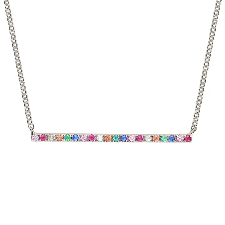 Multicoloured Rainbow Sapphire Beam Necklace