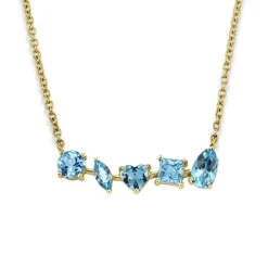 Multi-Shaped Aquamarine Bar Necklace